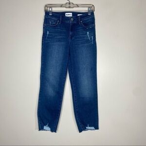 William Rast Distressed Hem High Rise Straight Crop Jeans 26